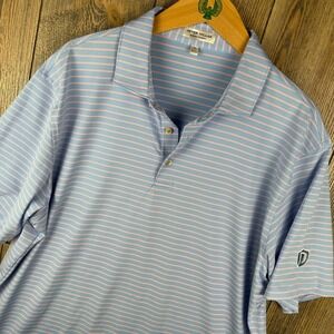 Peter Millar Summer Comfort Polo Shirt Mens XL Blue Pink Striped Parkland CC
